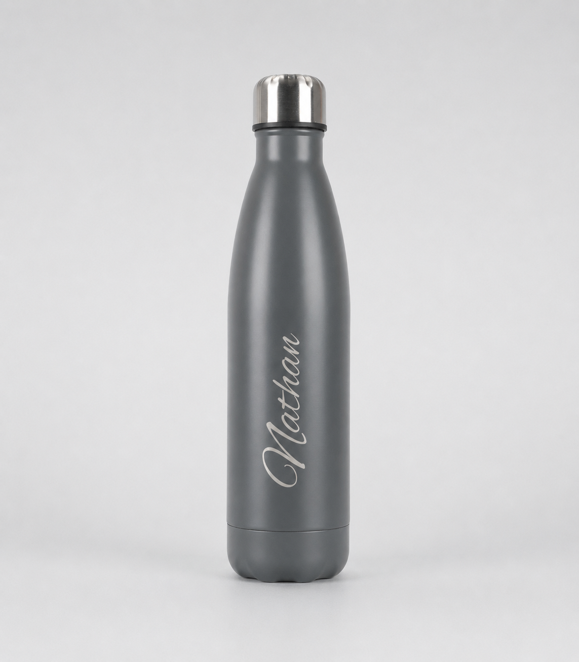 Personalised Stainless Steel Cola Shape Water Bottle - 500ml - Grey