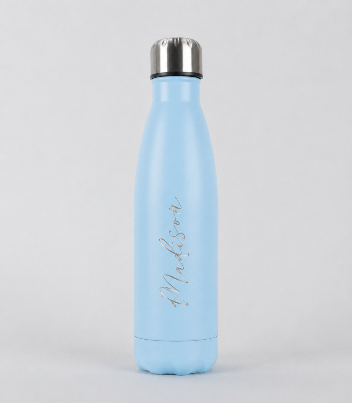 Personalised Stainless Steel Cola Shape Water Bottle - 500ml - Sky Blue