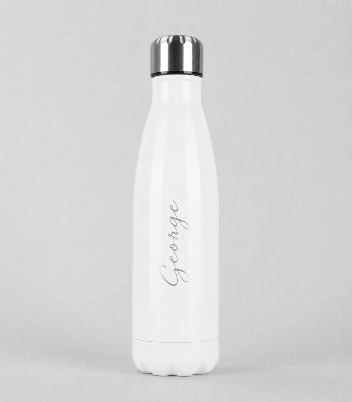 Personalised Stainless Steel Cola Shape Water Bottle - 500ml - White