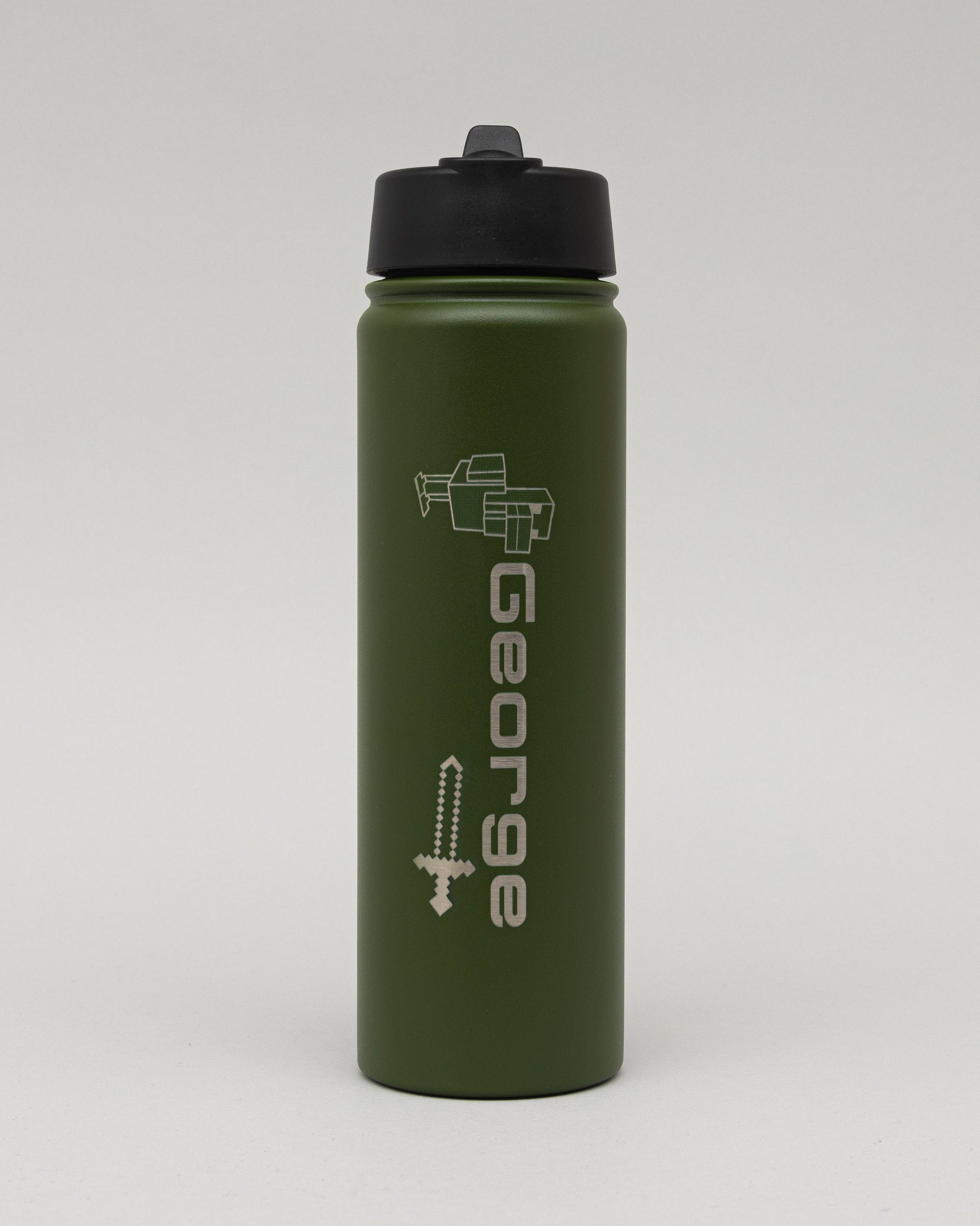 Forest Green Hydra Straw — Personalised Stainless Steel Flip Straw Bottle (18oz / 22oz / 32oz)