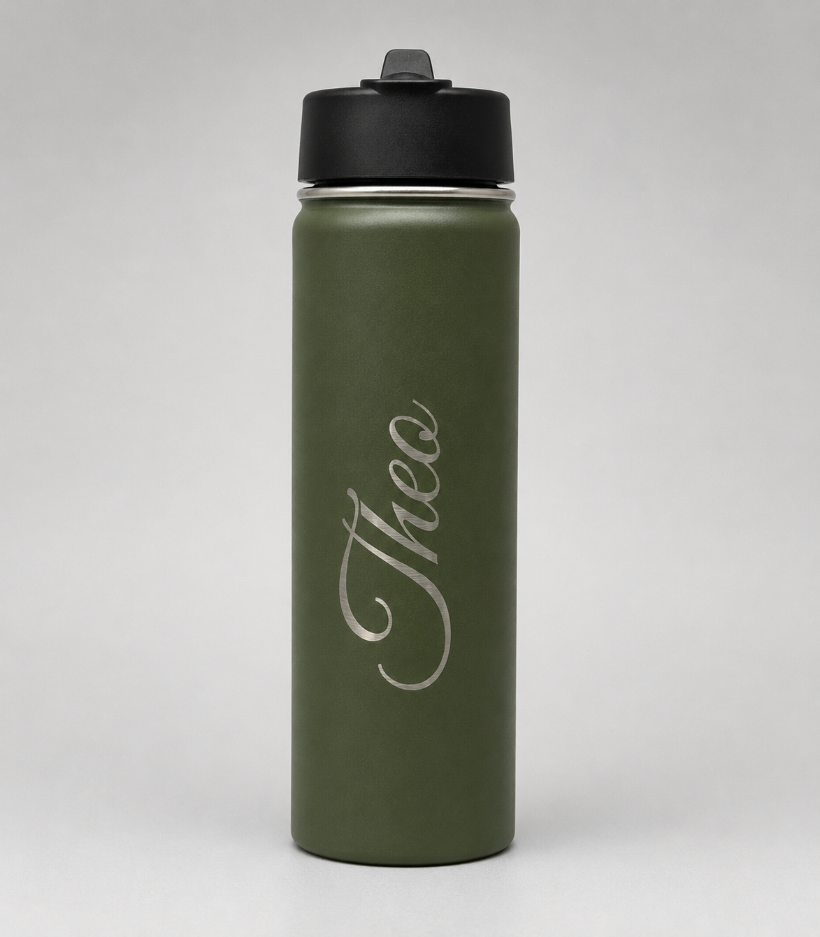 Forest Green Hydra Straw — Personalised Stainless Steel Flip Straw Bottle (18oz / 22oz / 32oz)