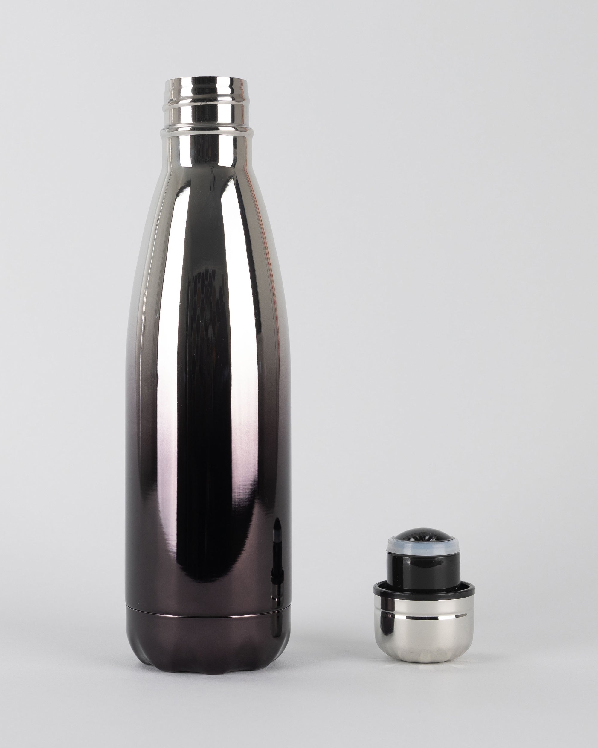 Chrome Black Personalised Stainless Steel Water Bottle - 500ml  | Double-Walled Insulated Flask | Keeps Drinks Hot or Cold for Hours | Willys Bottles