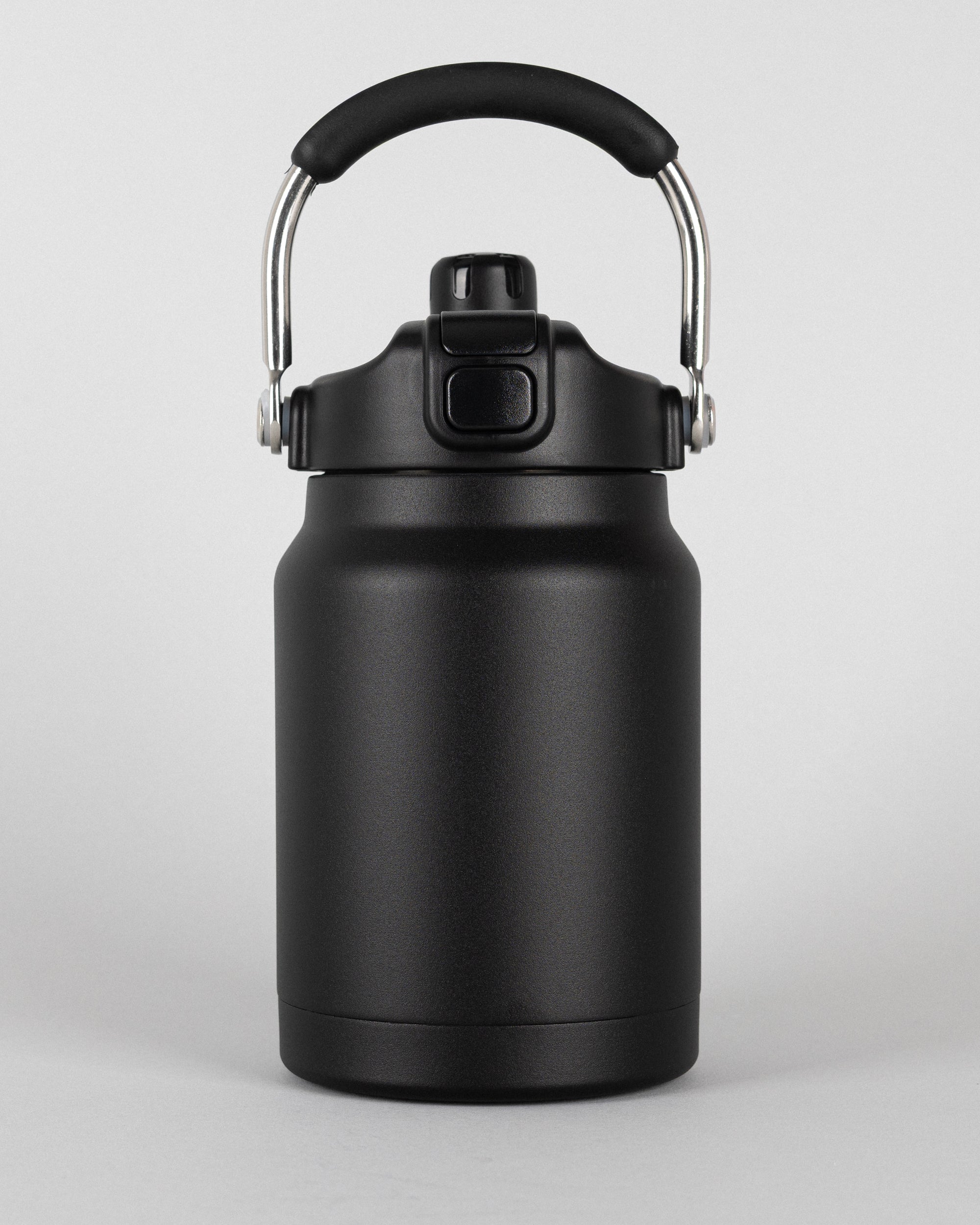 Versai 1.1L/2.2L Black Stainless Steel Straw Spout Water Bottle