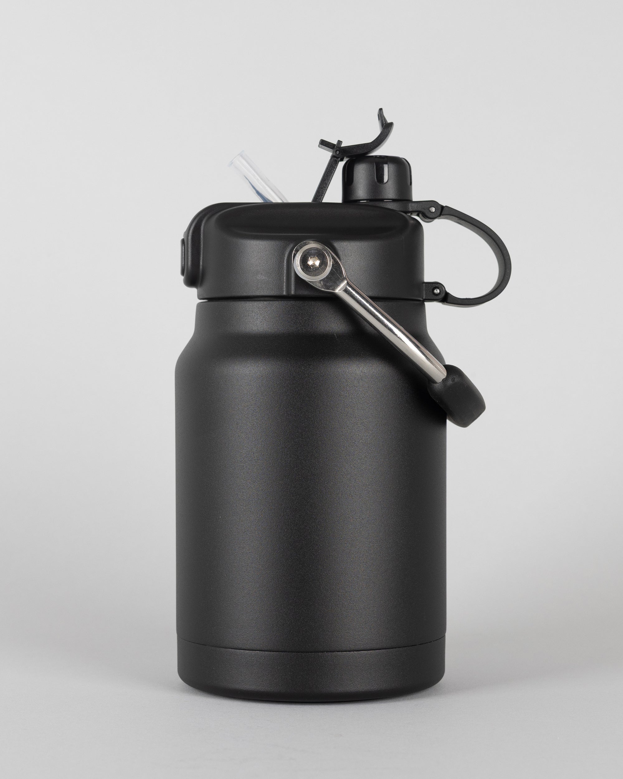 Versai 1.1L/2.2L Black Stainless Steel Straw Spout Water Bottle