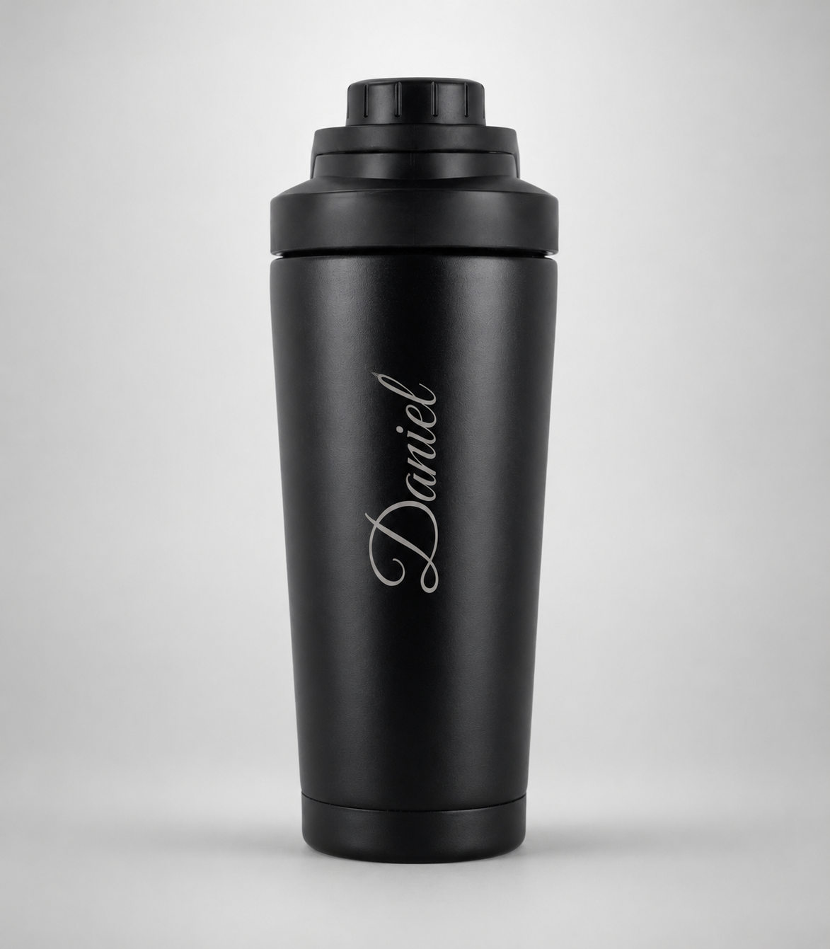 Black Personalised Stainless Steel Protein Shaker Bottle (750ml)
