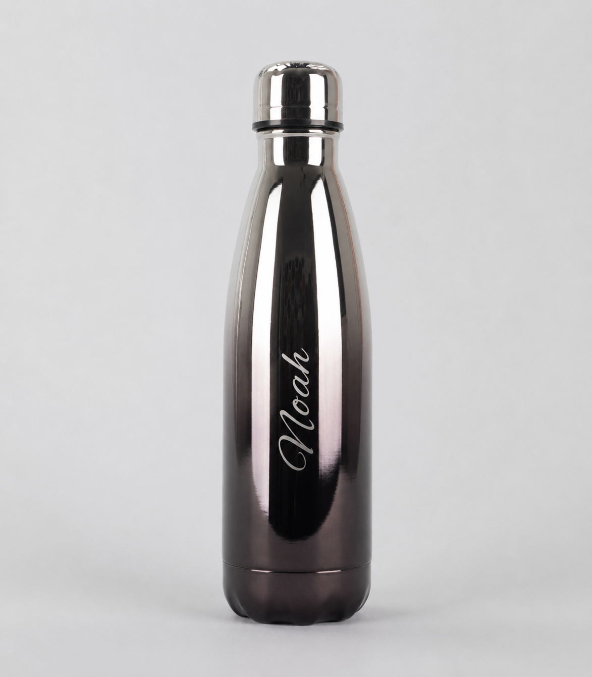 Chrome Black Personalised Stainless Steel Water Bottle - 500ml & 750ml  | Double-Walled Insulated Flask | Keeps Drinks Hot or Cold for Hours | Willys Bottles