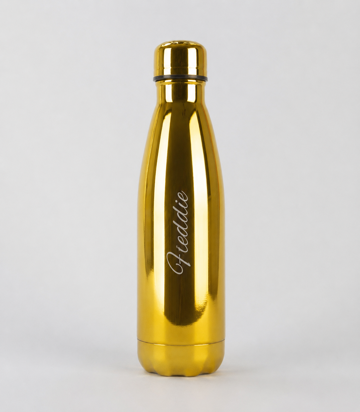 Gold personalised stainless steel Cola Shape water bottle