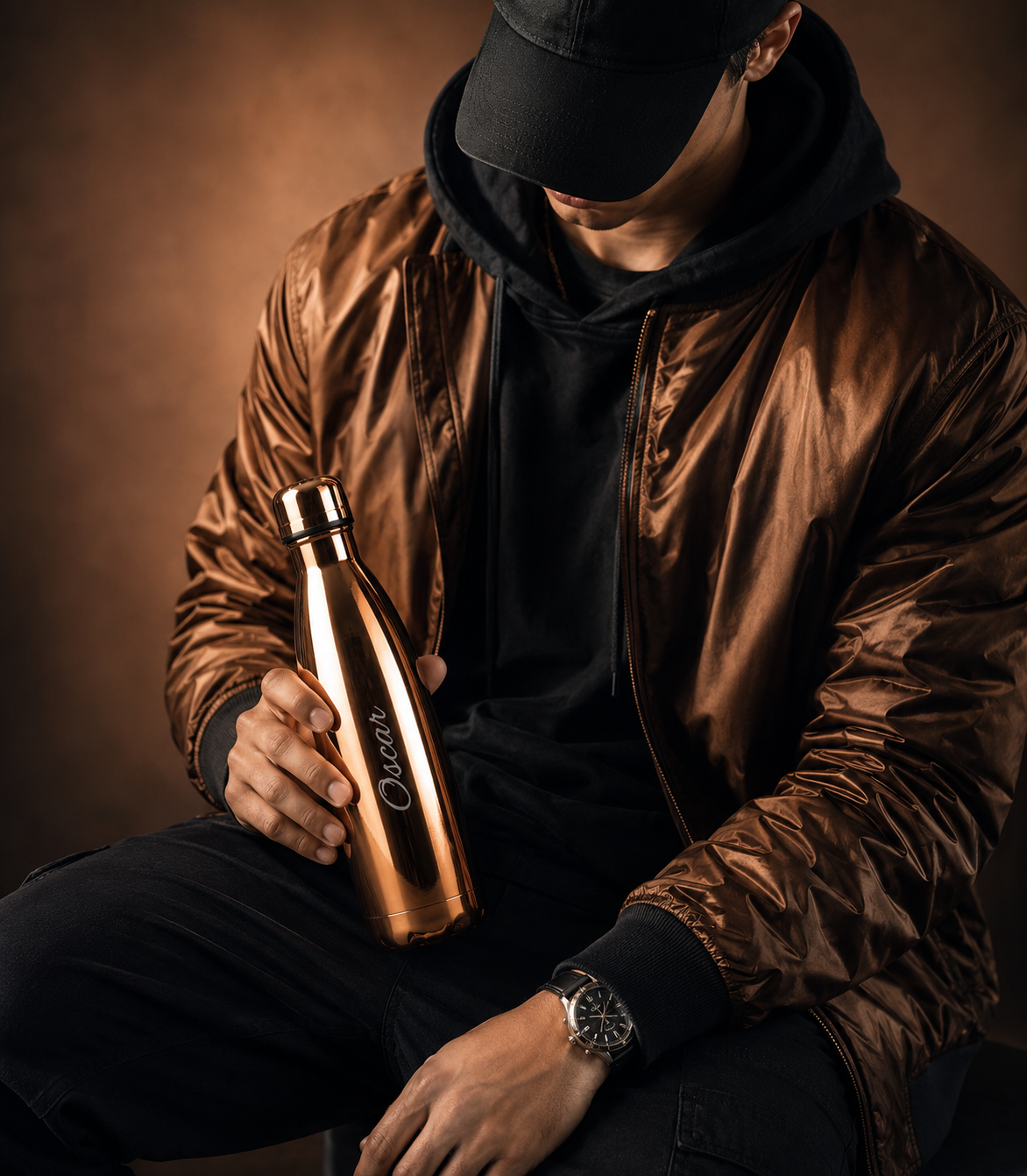 Copper UV Painted Personalised Stainless Steel Water Bottle - 500ml | Double-Walled Insulated Flask | Keeps Drinks Hot or Cold for Hours | Willys Bottles