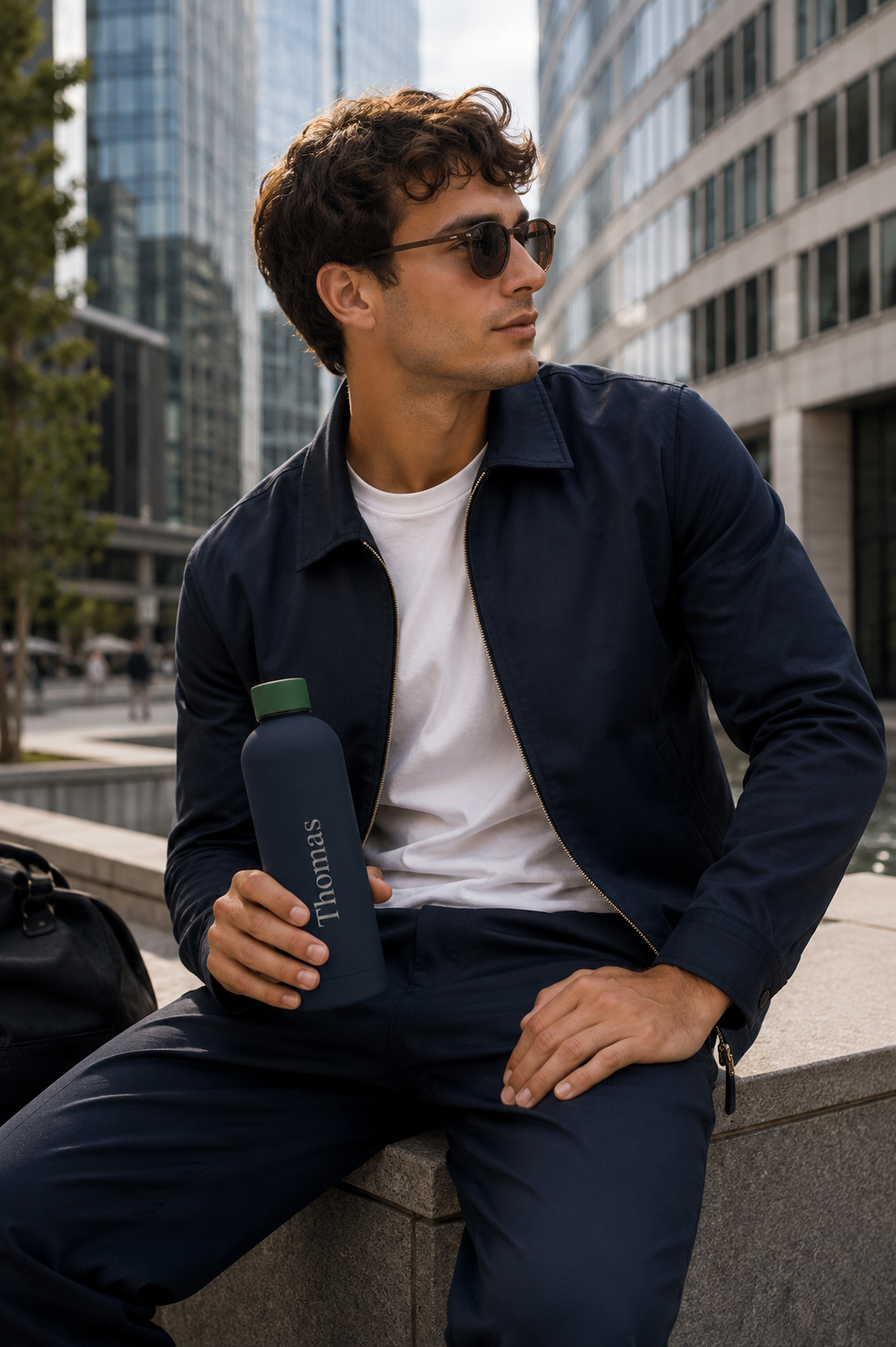 Personalised Stainless Steel EasyPour Water Bottle - 500ml & 750ml - Navy