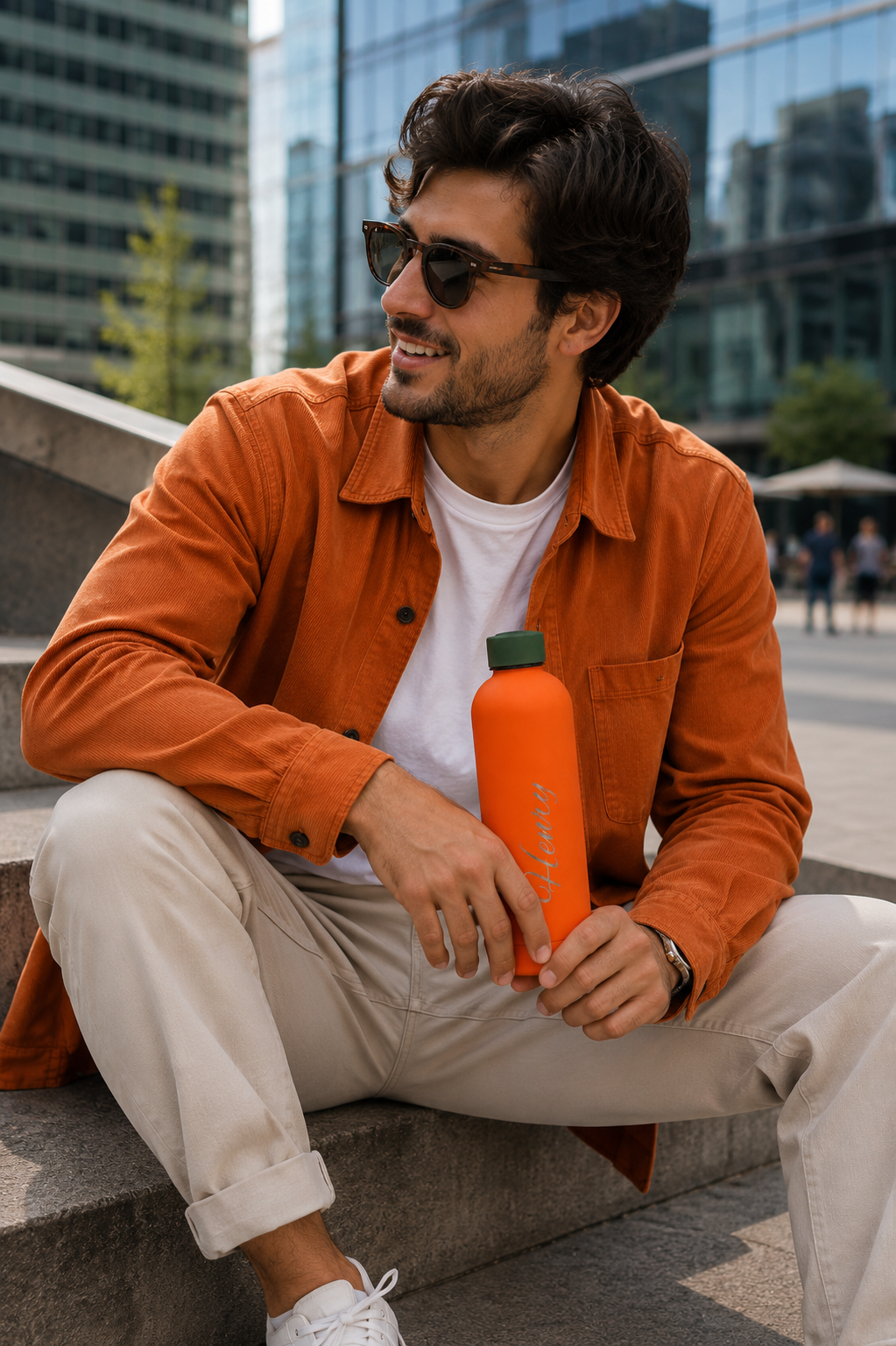 Personalised Stainless Steel EasyPour Water Bottle - 500ml & 750ml - Orange