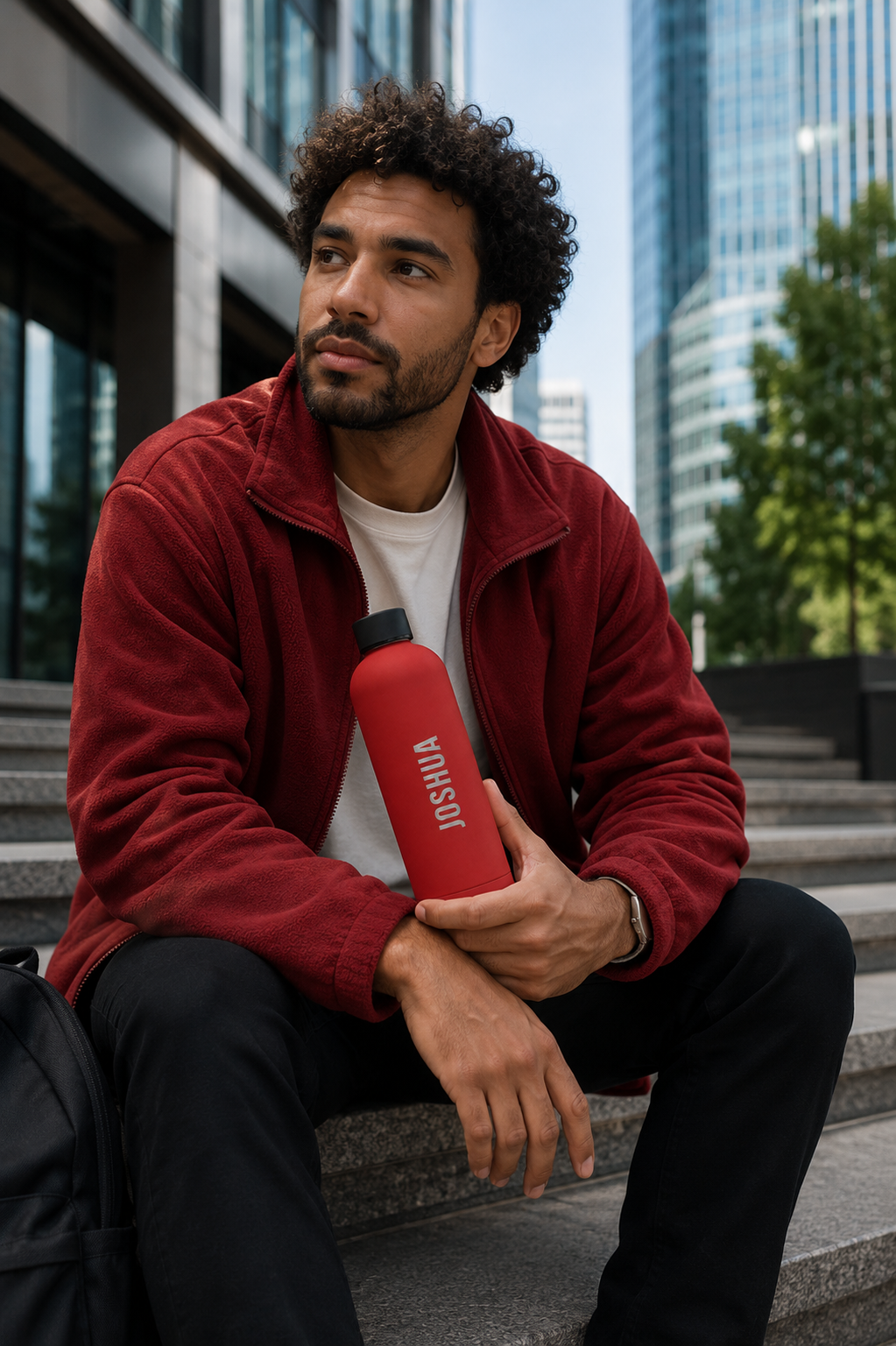 Personalised Stainless Steel EasyPour Water Bottle - 500ml & 750ml - Red